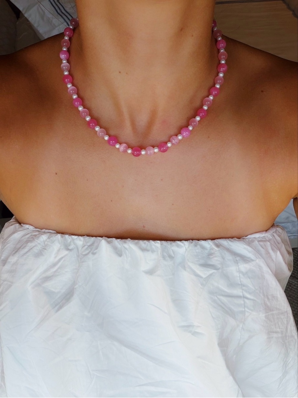 Pink & Light Pink Glass Beaded Necklace!